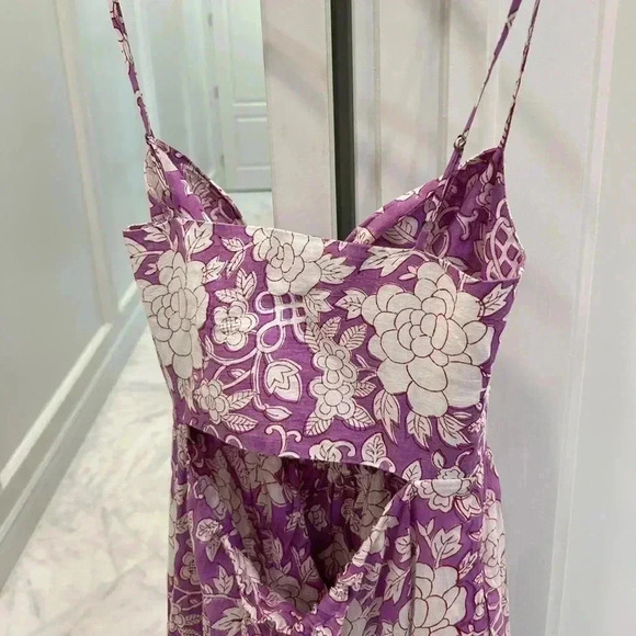 Dress with tie up pulls | size xs/34 | lilac and white - Picture 3 of 13